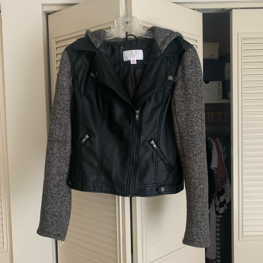 Mixed material moto jacket